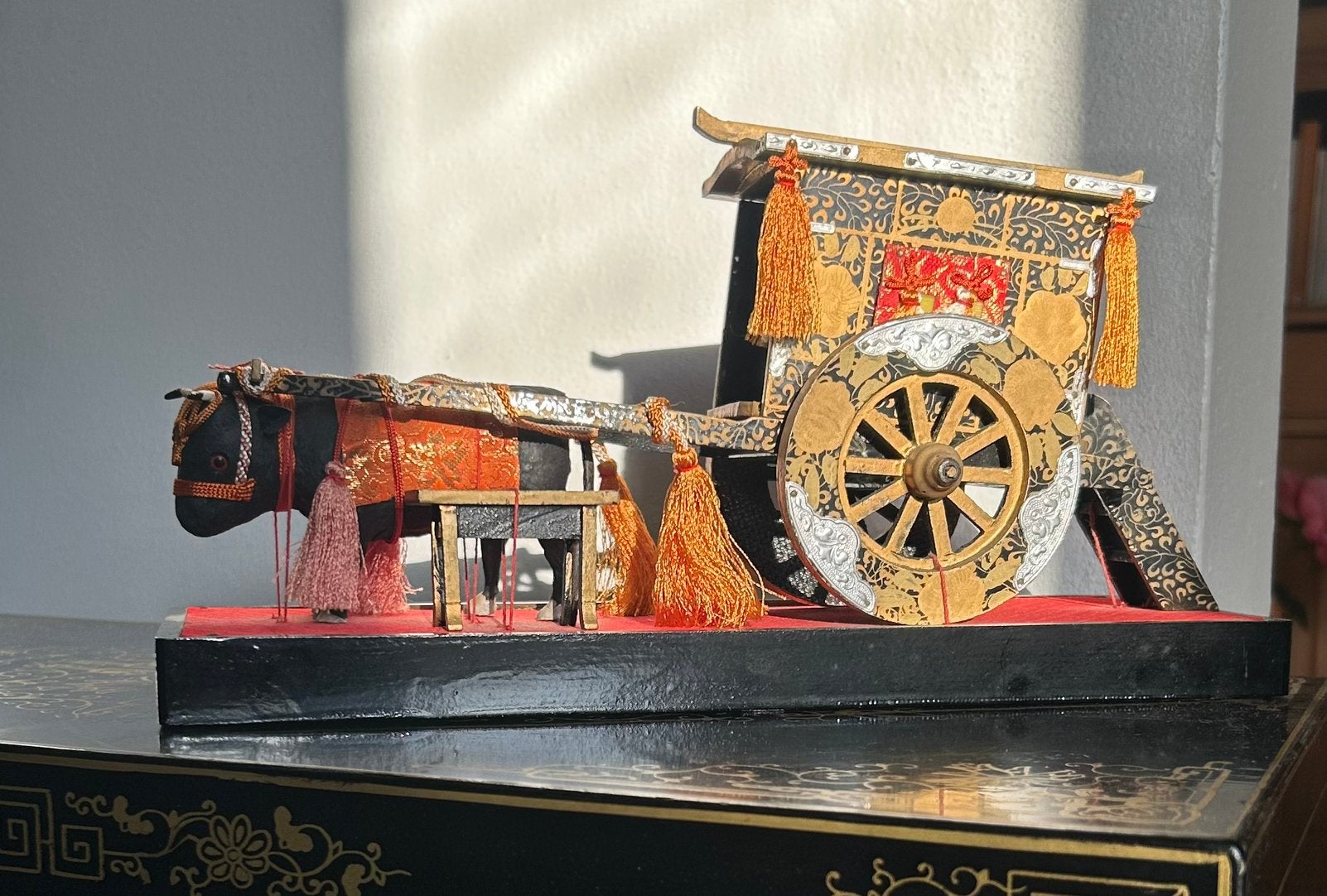 Vintage Japans lakwerk model van ossenkar voor festival, Ophalen of Verzenden
