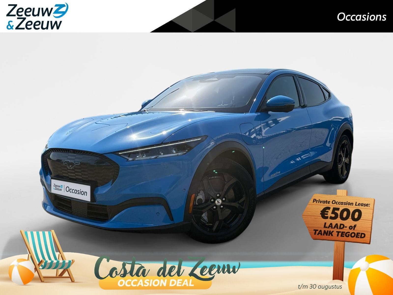 Ford Mustang Mach-E RWD 75 kWh |Technology Pack|Panoramadak|, Auto's, 12 maanden, Achterwielaandrijving, Gebruikt, Blauw