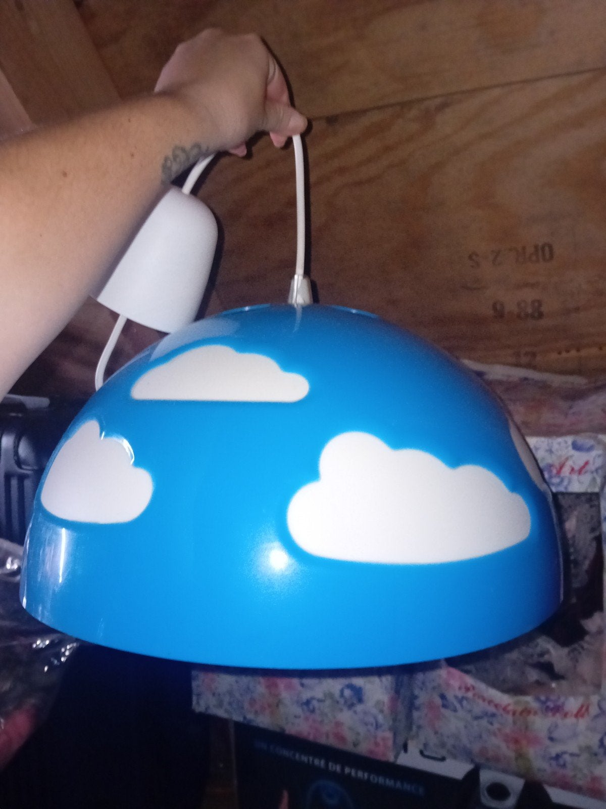 IKEA Smila Blomma hanglamp met wolkenpatroon, Ophalen, Gebruikt, E14 (klein), Kindvriendelijk, Speels