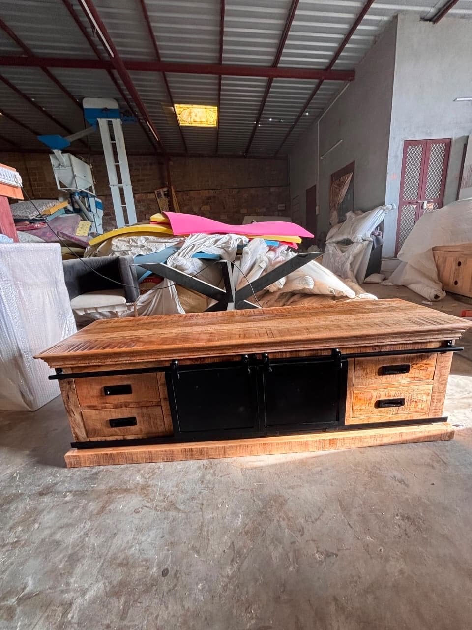 Tv meubel mangohout 160x50x45 - Weco Meubelen, Ophalen, 150 tot 200 cm, Nieuw, Minder dan 100 cm