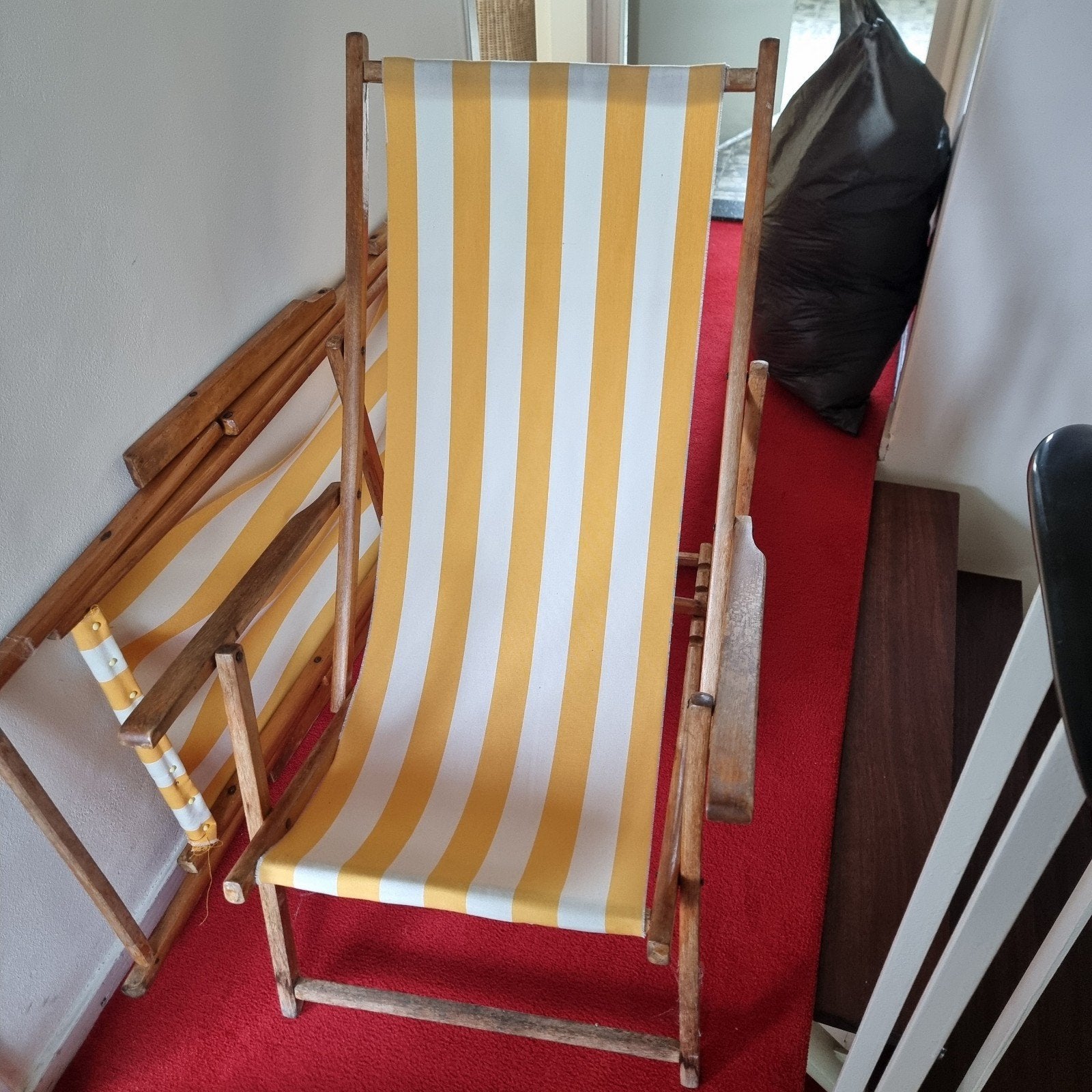 2 Vintage houten strandstoelen, Ophalen, Gebruikt, Twee, Overige kleuren
