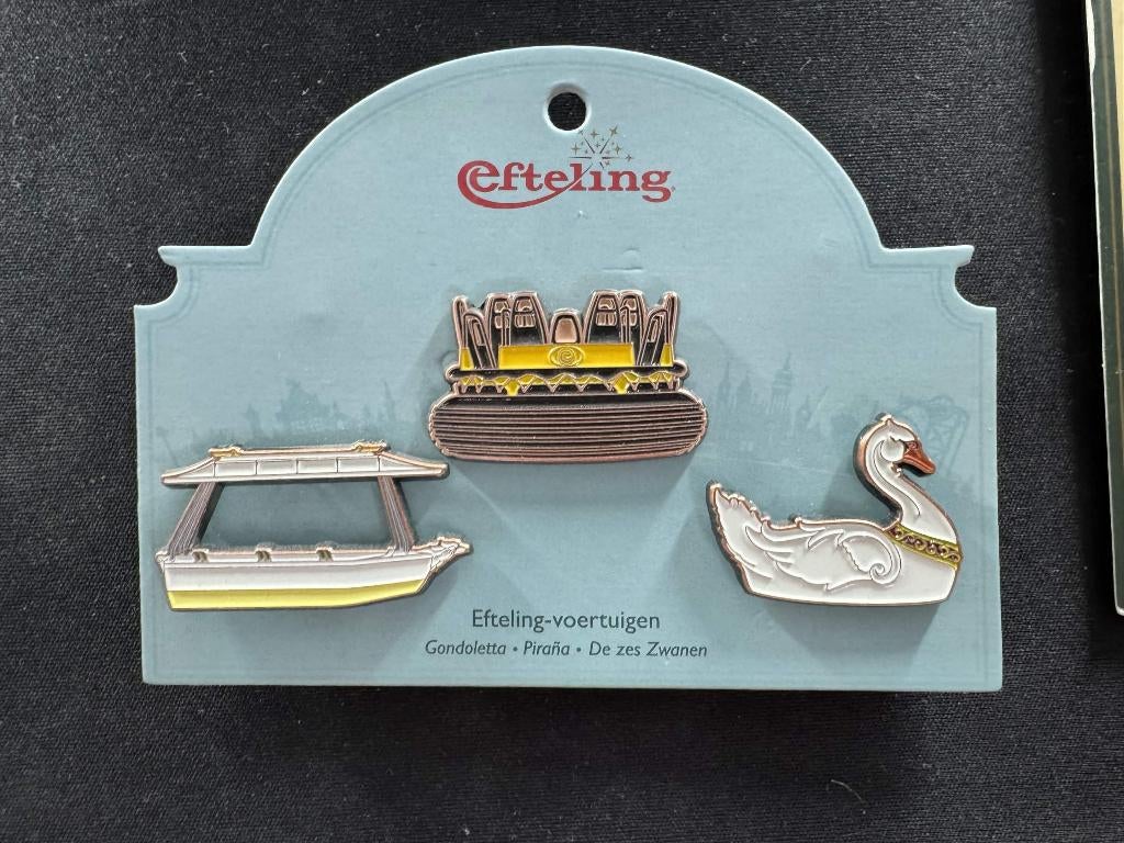 Efteling-Voertuigen set | Gondoletta, Piraña, De Zes Zwanen, Ophalen of Verzenden, Button of Speldje