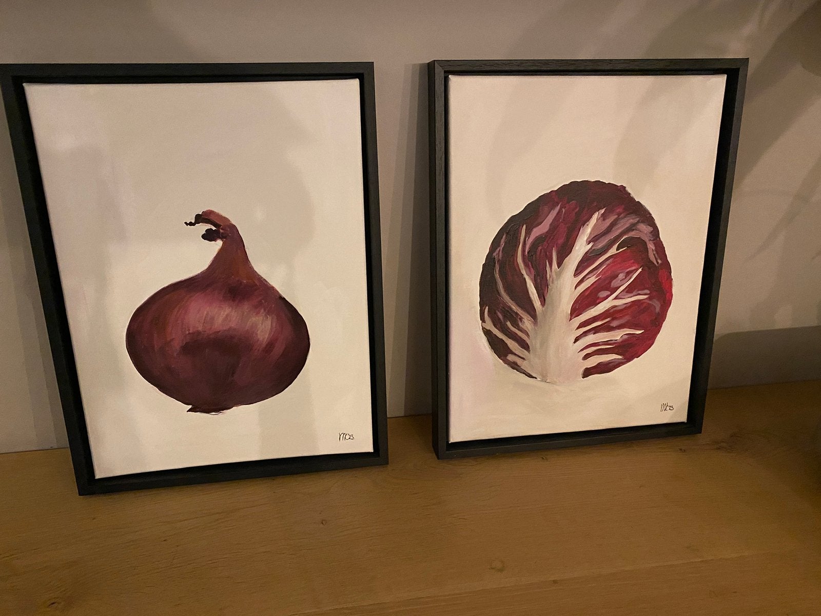 Handgeschilderd schilderij in baklijst, Ophalen of Verzenden