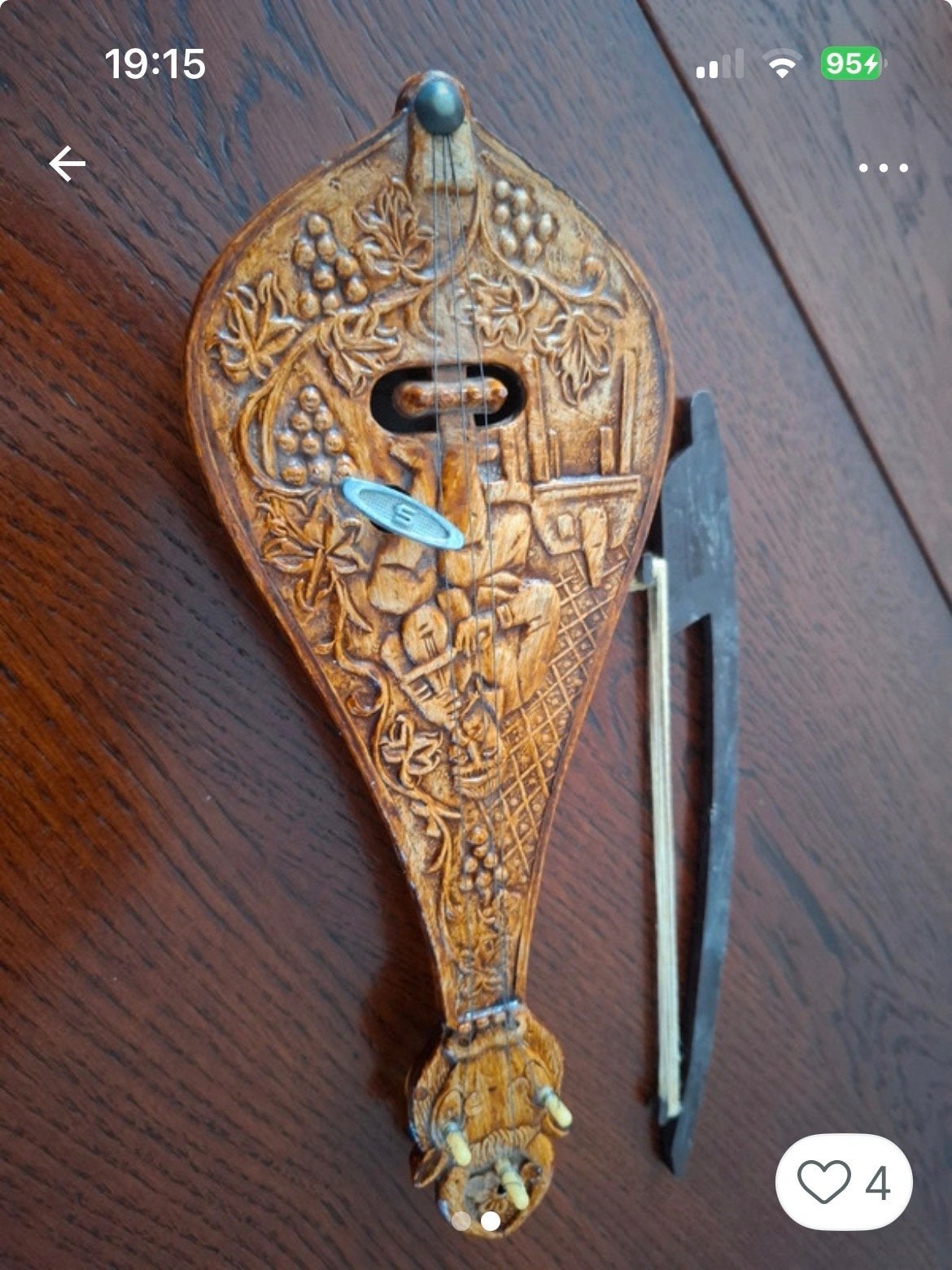 Vintage Handgesneden Kretenzische Lyra Muziekdoos met Strijk, Ophalen of Verzenden