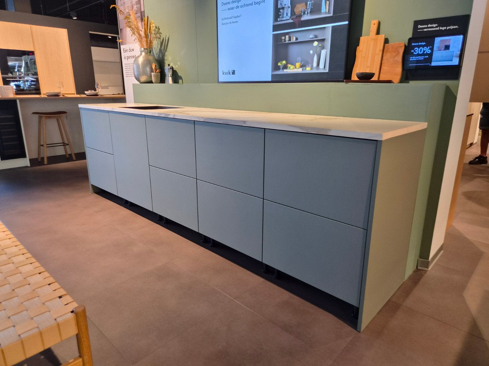 Moderne Enkelwandige Keuken - Groen, Ophalen of Verzenden, Enkelwandige keuken