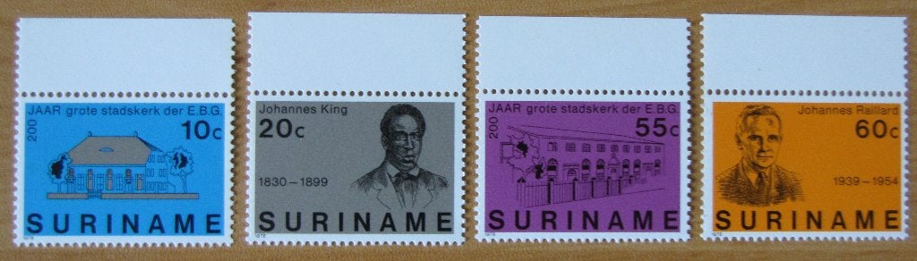 Rep-Suriname 124-127 serie met tab boven stadskerk., Postzegels en Munten, Verzenden, Postfris