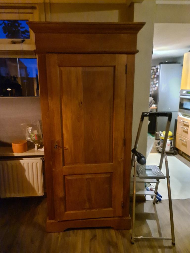 Teak houten computerkast met uitschuifbaar toetsenbordblad, Huis en Inrichting, Kasten | Computermeubels, Gebruikt, 170 cm of meer