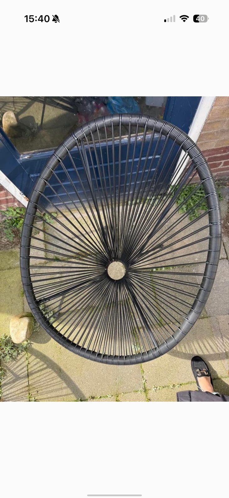 Zwarte tuin stoel, Tuin en Terras, Ophalen, Zo goed als nieuw, Kunststof