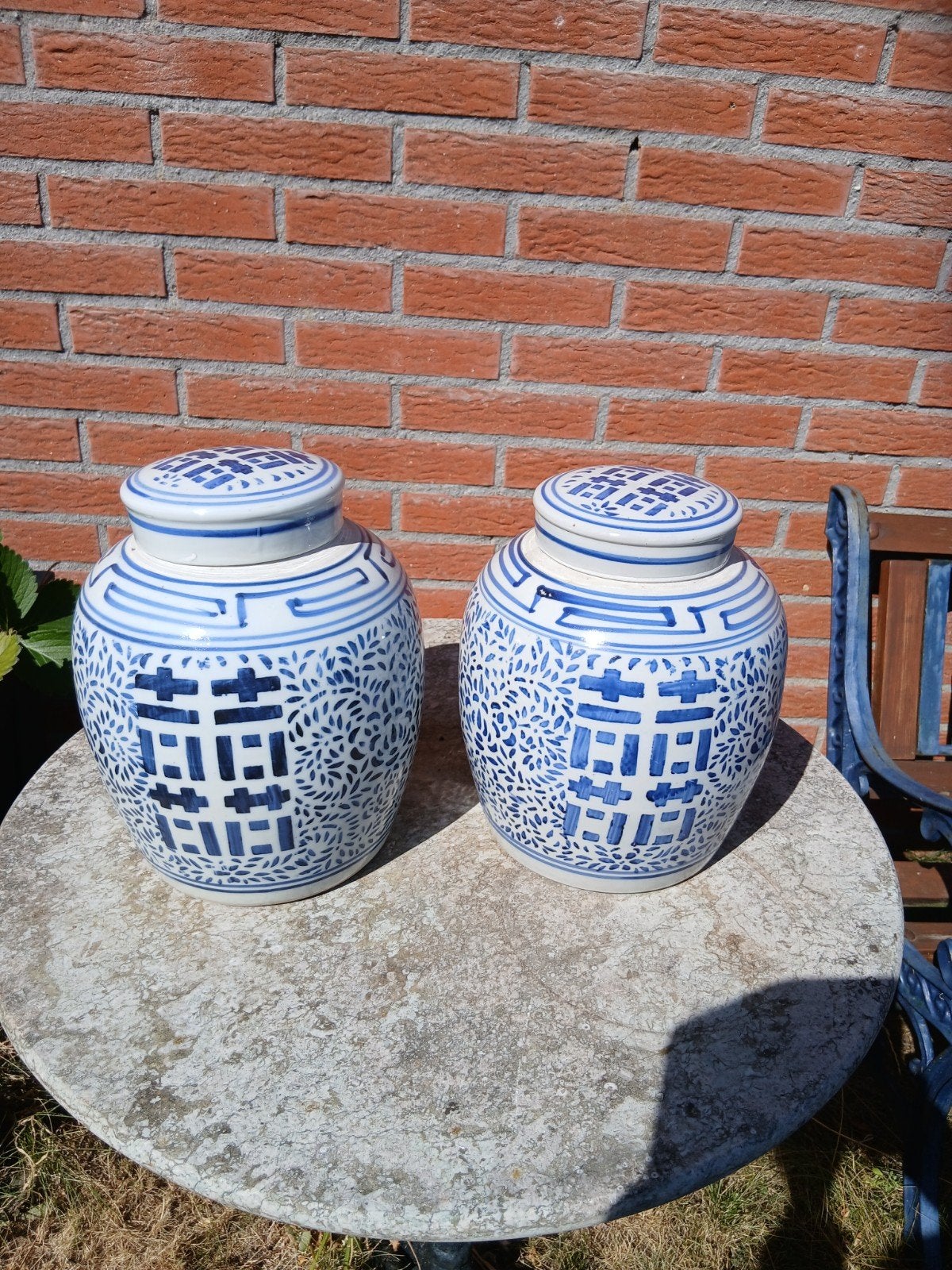 Set van 2 Chinese gemberpotten blauw-wit porselein, Antiek en Kunst, Antiek | Keramiek en Aardewerk, Ophalen of Verzenden
