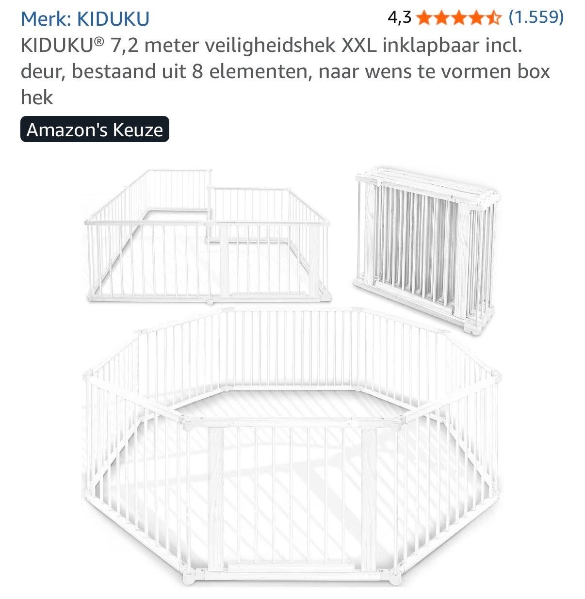 Grondbox/Veiligheidshek XXL - 7,2m wit hout, Ophalen, Zo goed als nieuw
