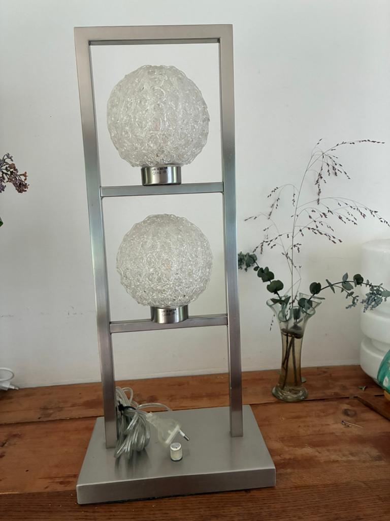 Vintage tafellamp twee bollen boven elkaar, Ophalen of Verzenden, Zo goed als nieuw, Minder dan 50 cm