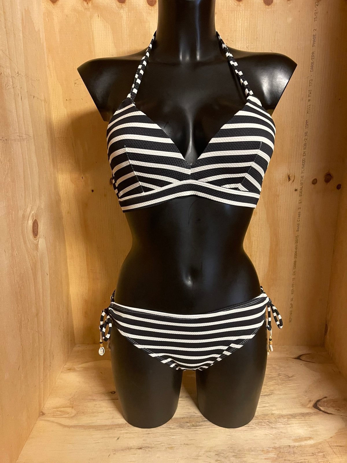 Lingadore halter bikini maat 38b zwart /wit, Verzenden, Nieuw, Zwart, Bikini