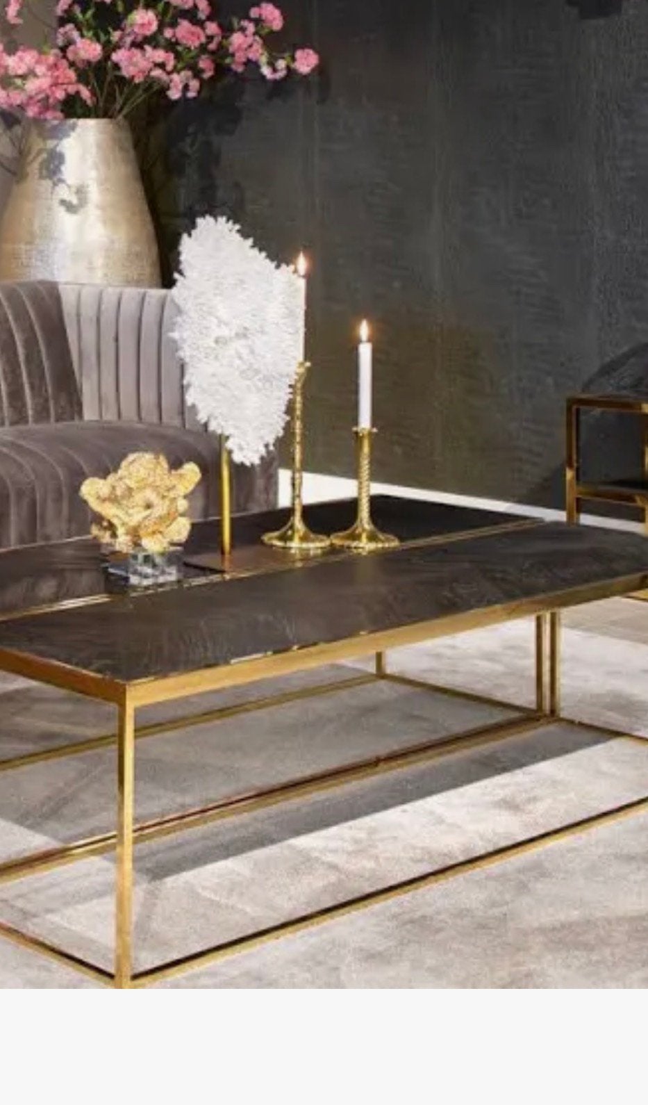 Ricmond salontafel blackbone met goud, 100 tot 150 cm, Zo goed als nieuw, Minder dan 50 cm, Rechthoekig