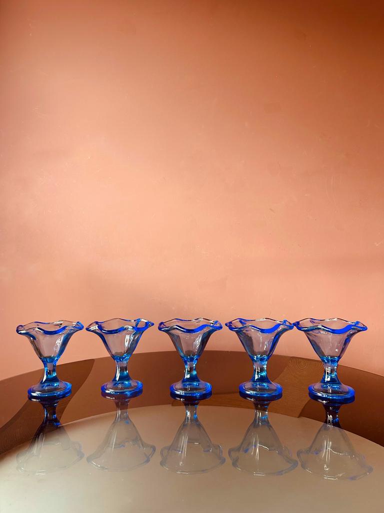 SET VAN 5 ITALIAANSE IJSCOUPES, Antiek en Kunst, Antiek | Glas en Kristal, Ophalen of Verzenden
