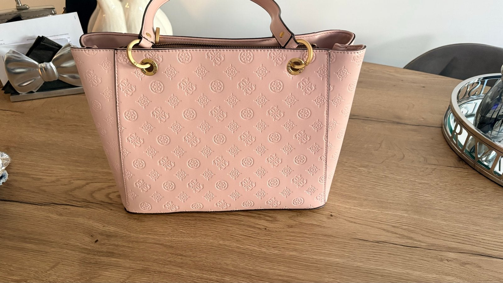 Roze Guess Geva Noel Shopper Handtas, Ophalen of Verzenden, Zo goed als nieuw, Roze, Shopper