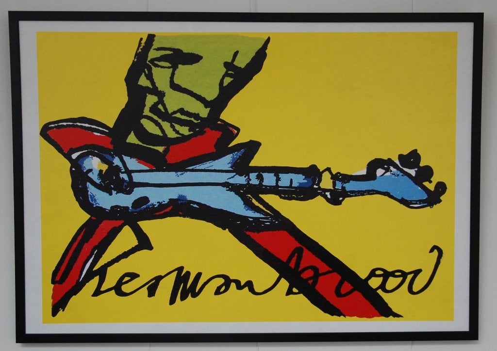 Herman brood schilderij gitaarman 104 x74 cm, Antiek en Kunst, Ophalen, Overige stijlen, Doek, Portret of Personen