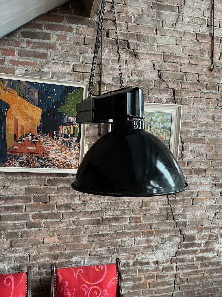 Zeer fraaie industriele fabriekslamp Philips, Huis en Inrichting, Lampen | Hanglampen, Ophalen, E27 (groot), Zo goed als nieuw