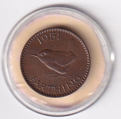 UK Farthing 1951 Zeer Fraai met diverse muntkleuren, Ophalen of Verzenden, Overige landen, Losse munt