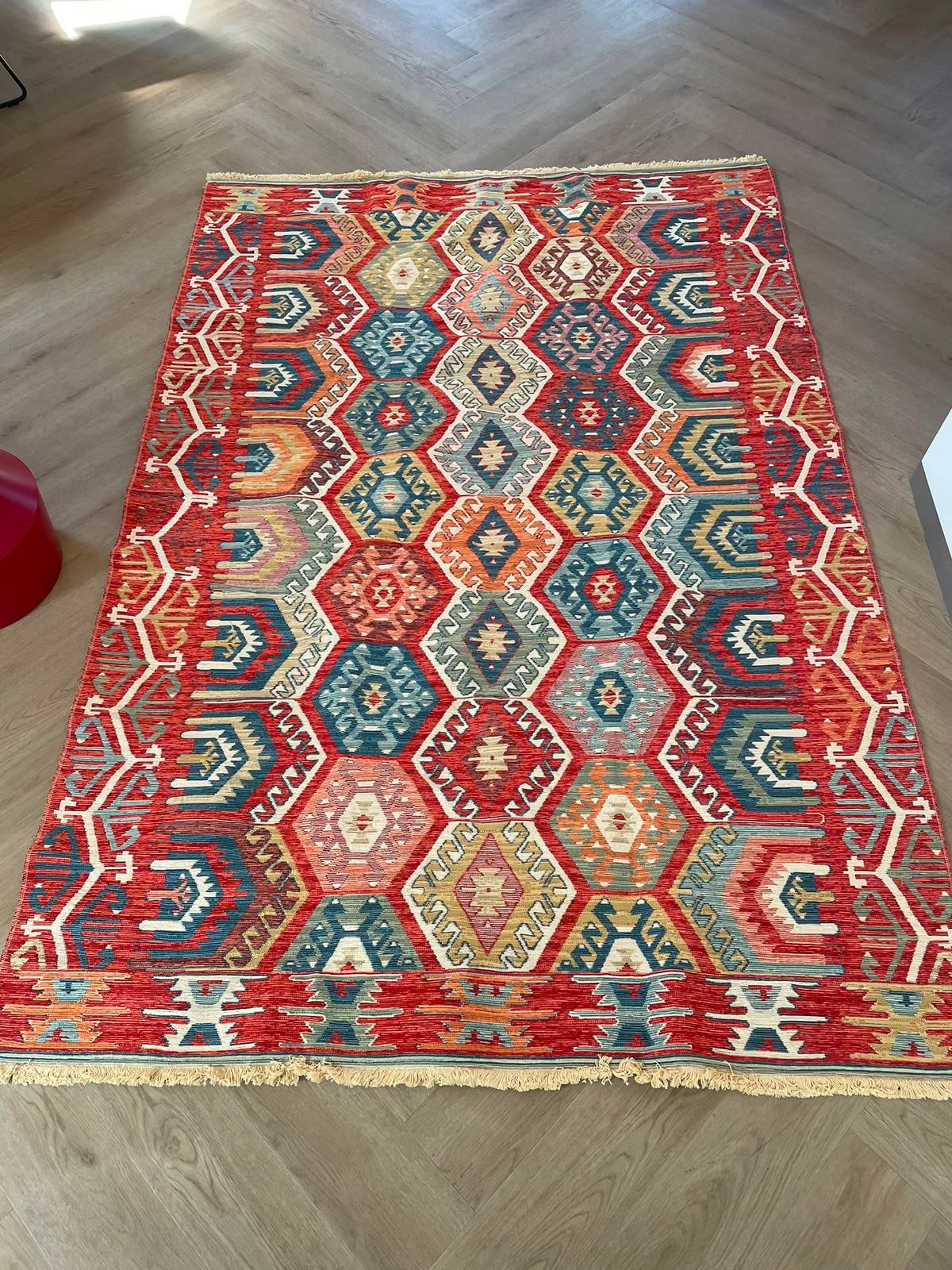 Vintage bohemian ibiza kleed vloerkleed, Ophalen of Verzenden, Zo goed als nieuw, Rechthoekig, 200 cm of meer