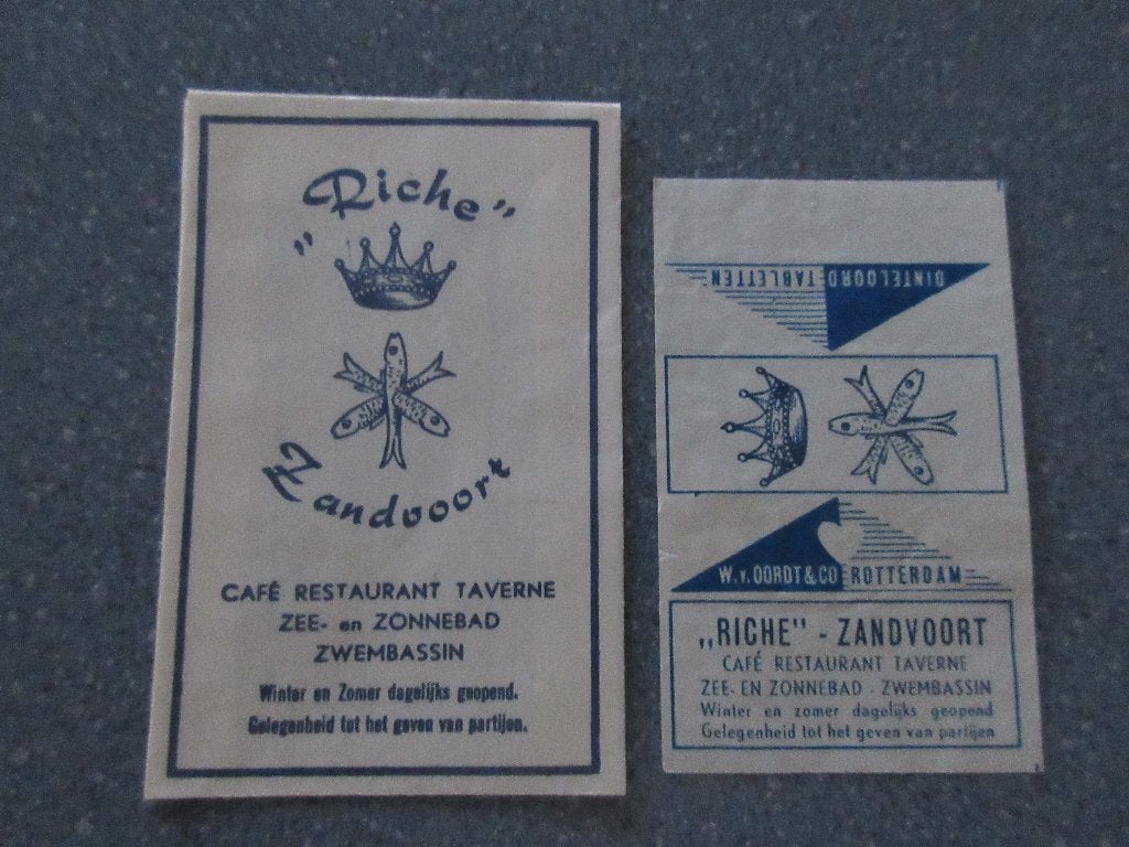 2 x Zandvoort, café-rest.-taverne Riche, Verzamelen, Verzenden, Nederland