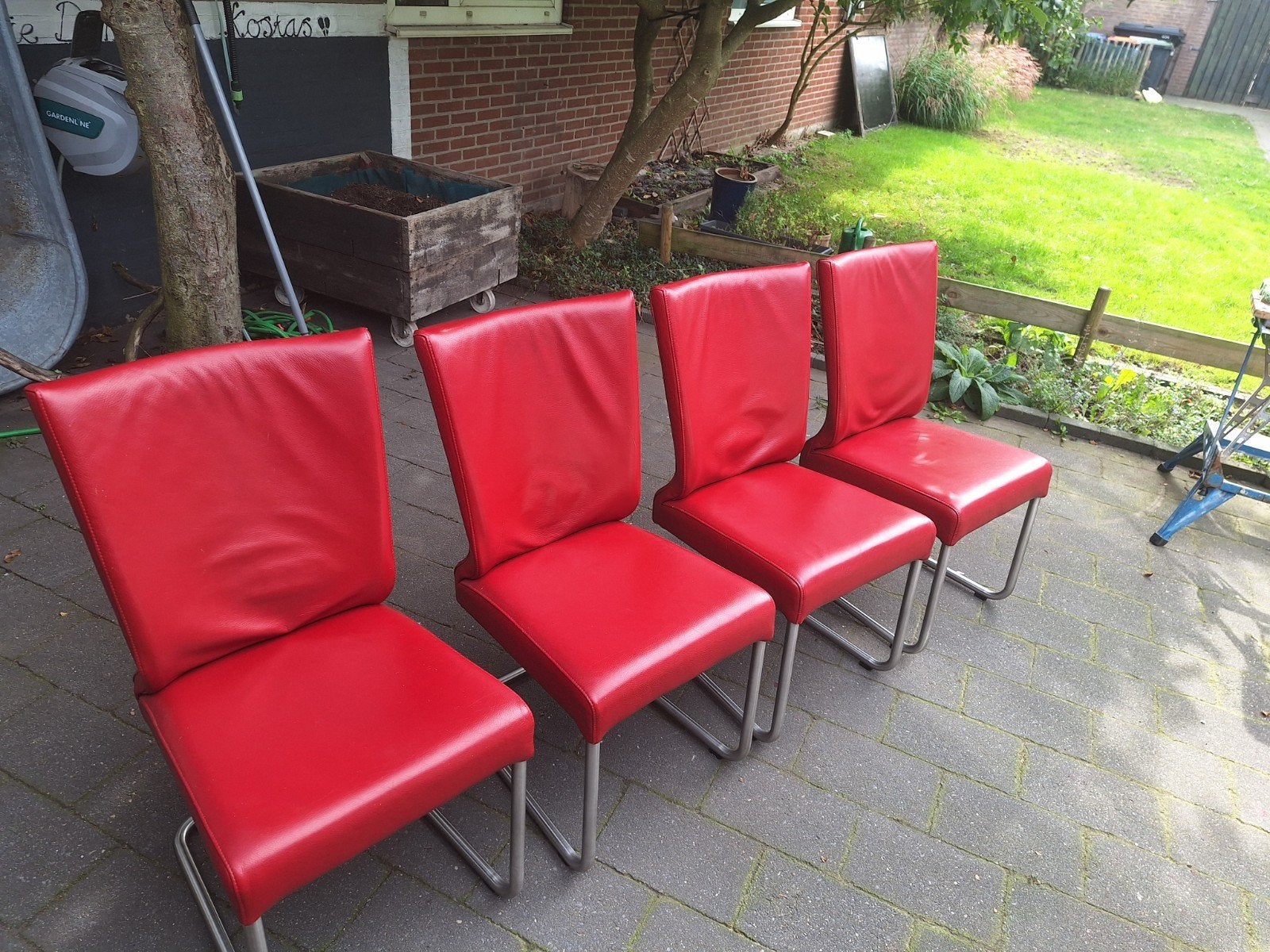 Leren HVS stoelen, Ophalen, Gebruikt, Leer, Vier