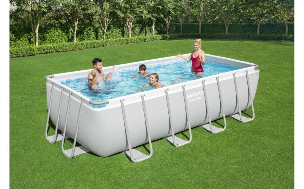 Bestway zwembad 404x201x100 + pomp, trap en afdekzeil, Ophalen, Gebruikt, 200 tot 300 cm, 80 tot 120 cm