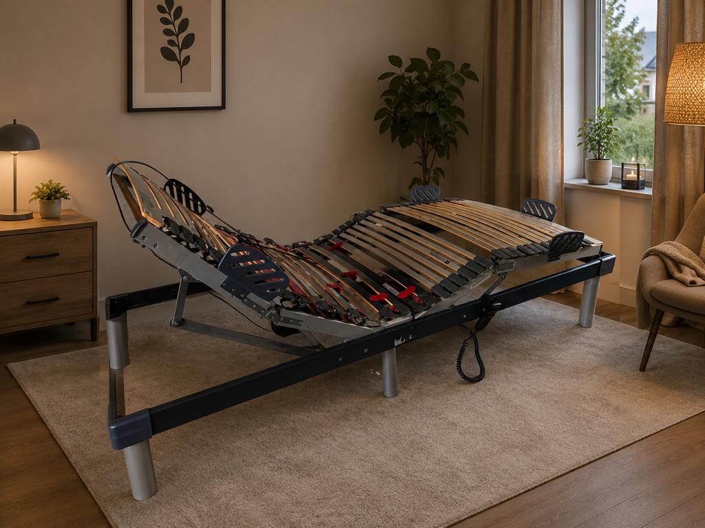 Extra lang bed met elektrische verstelbare lattenbodem, Ophalen, Gebruikt, 90 cm, Eenpersoons
