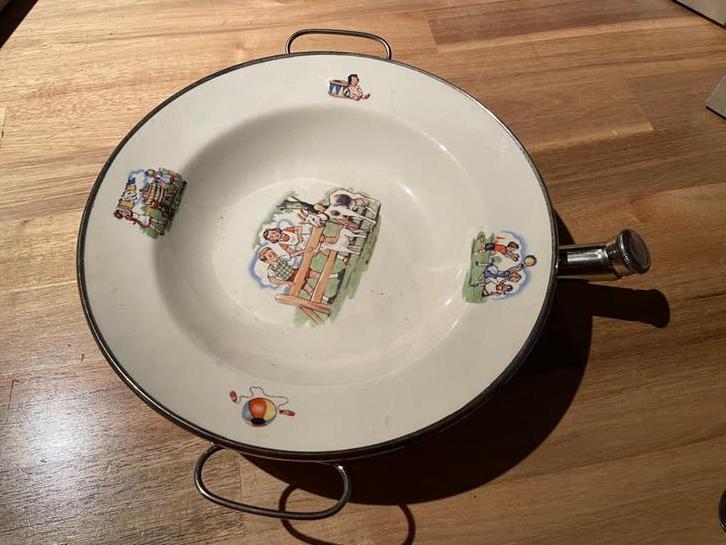 Antiek warmhoudbord / kinderbord met afbeeldingen, Ophalen of Verzenden