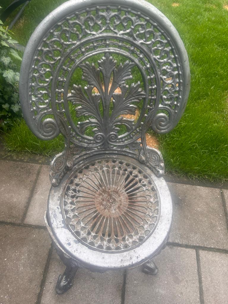 Brocante tuinstoel gietijzer, Ophalen, Gebruikt, Metaal