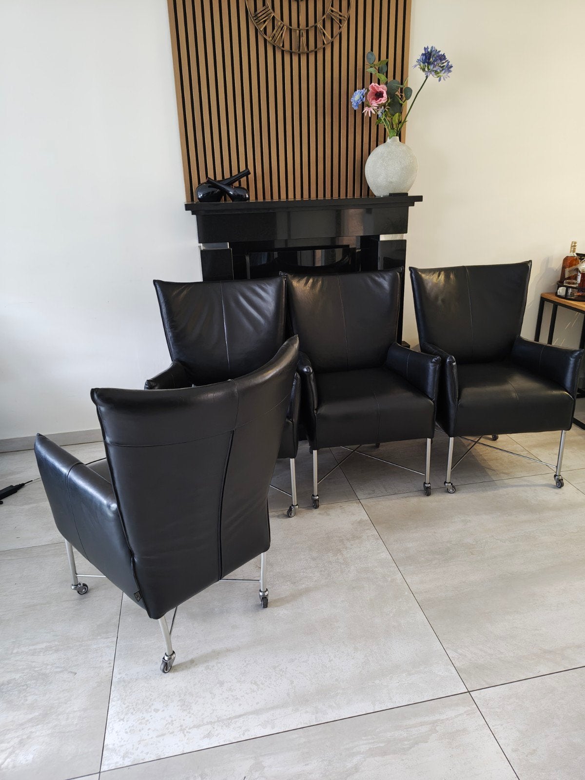 4st Jess lederen stoelen, Ophalen, Gebruikt, Zwart, Leer