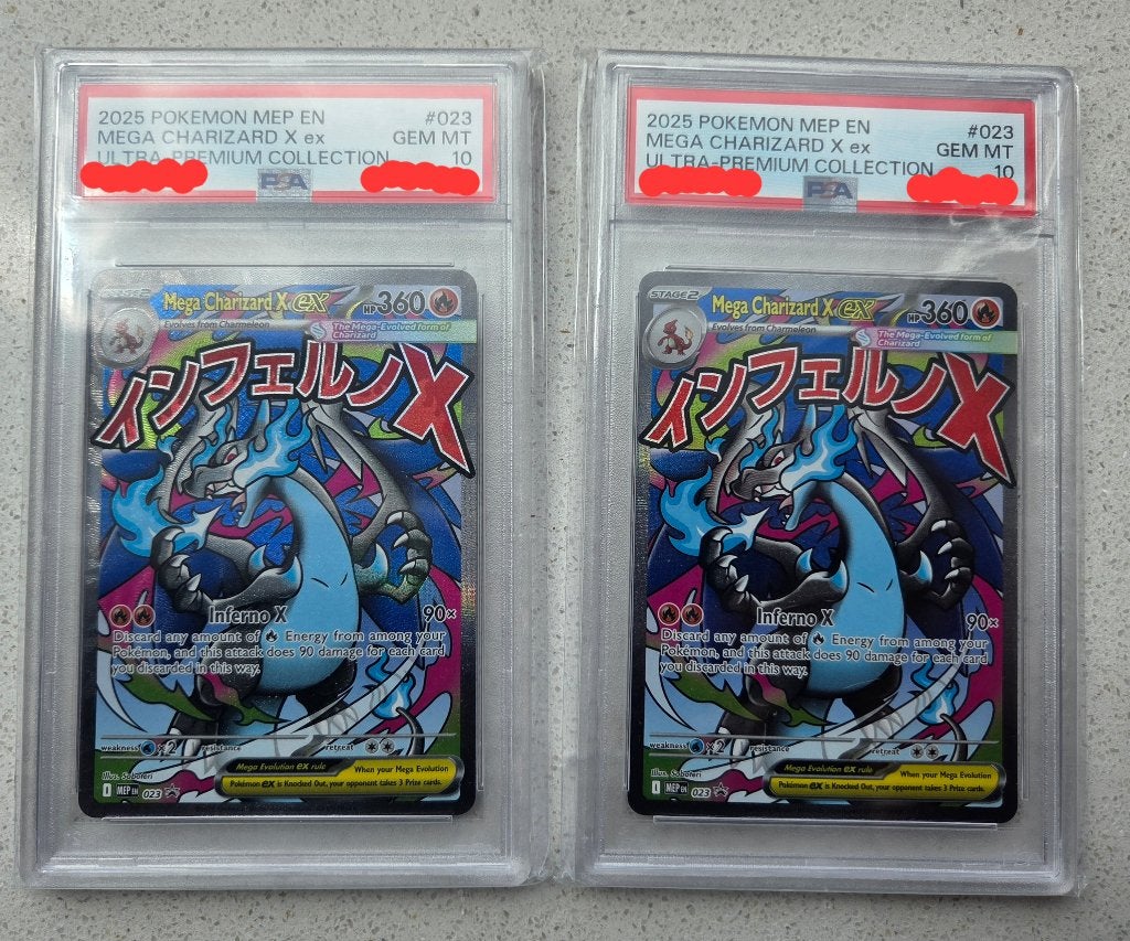 2x sequential Mega Charizard x ex 023 PSA 10 promo UPC, Ophalen of Verzenden, Nieuw, Losse kaart