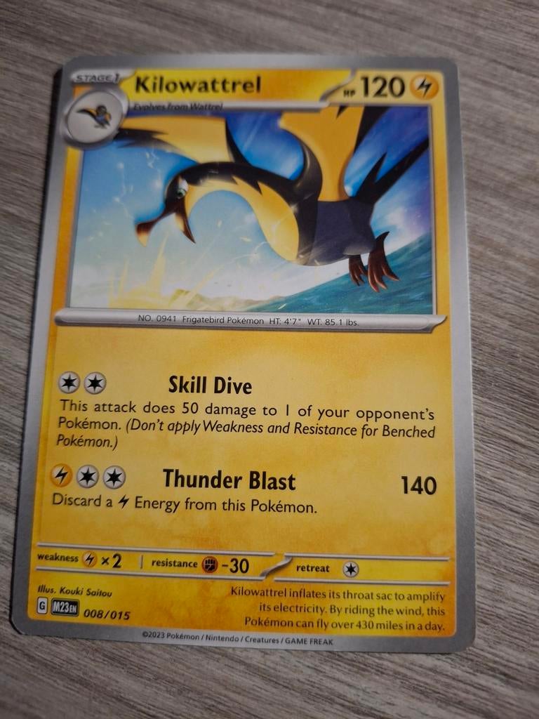 Kilowattrel Pokémon kaart M23 008/015, Ophalen of Verzenden, Zo goed als nieuw, Losse kaart