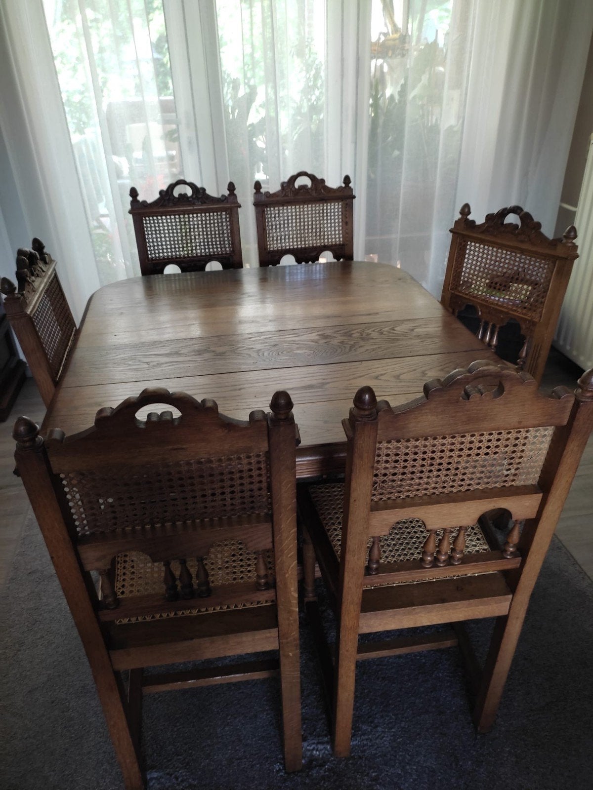 Antieke eethoek T. E. A. B., Huis en Inrichting, Complete eetkamers, Ophalen, Gebruikt, 4 tot 6 stoelen
