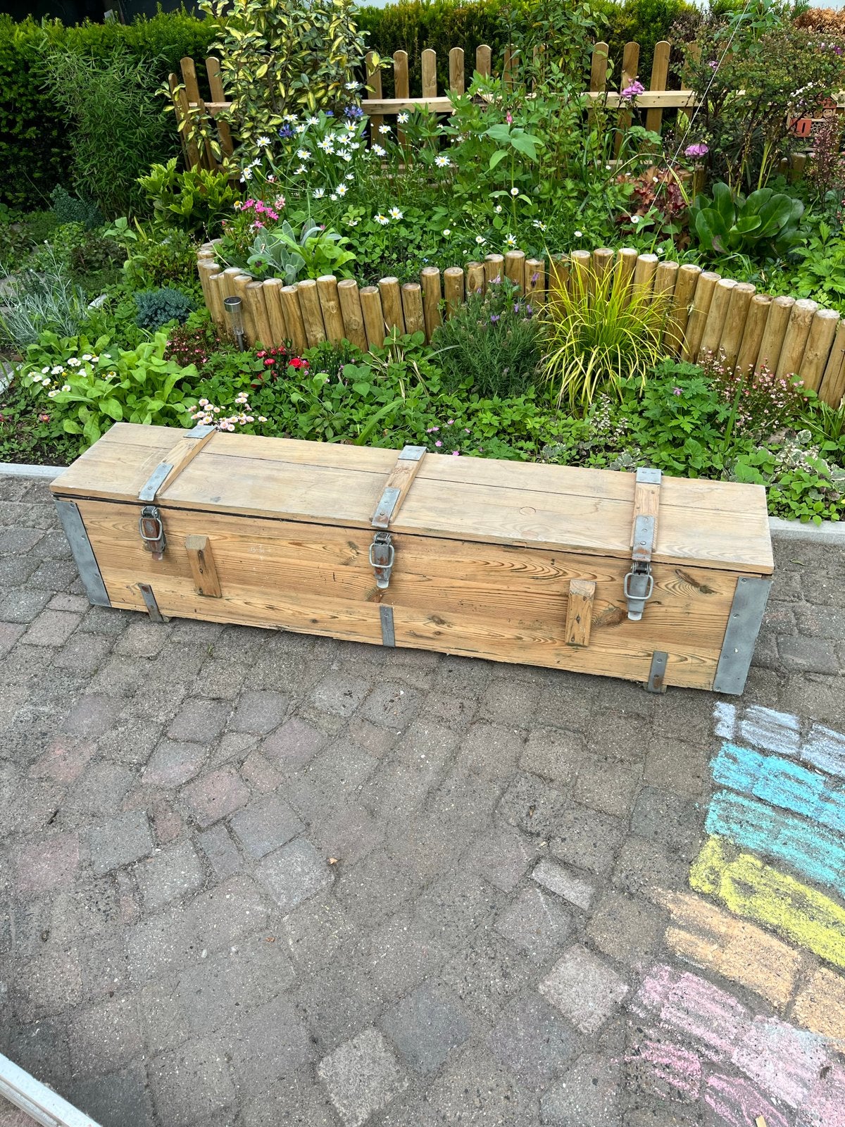 Houten Munitiekist - 138cm lang - Opslag en Decoratie, Huis en Inrichting, Ophalen, Minder dan 50 cm