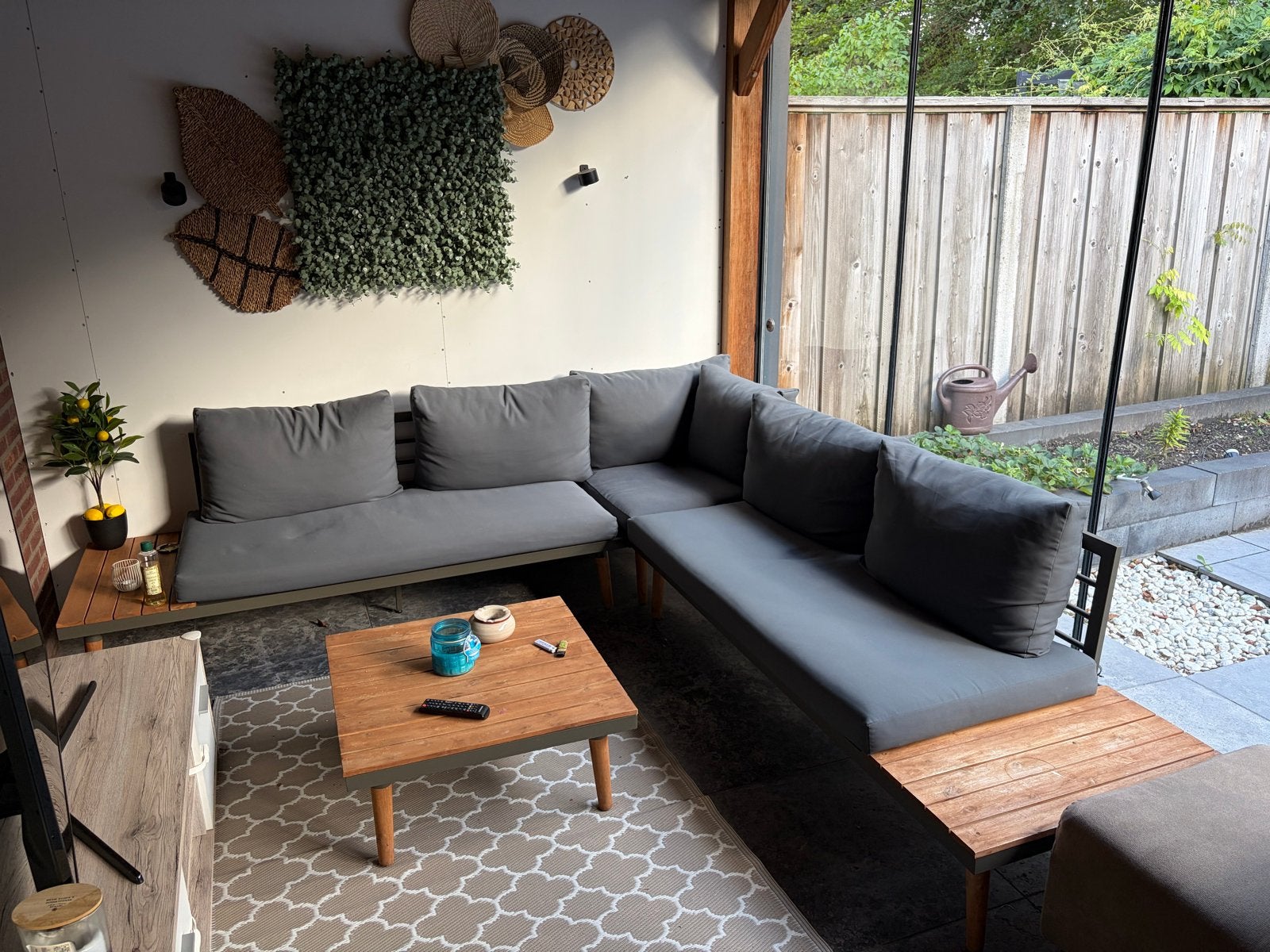 Loungeset met salontafel, Tuin en Terras, Ophalen, 5 zitplaatsen, Gebruikt, Aluminium