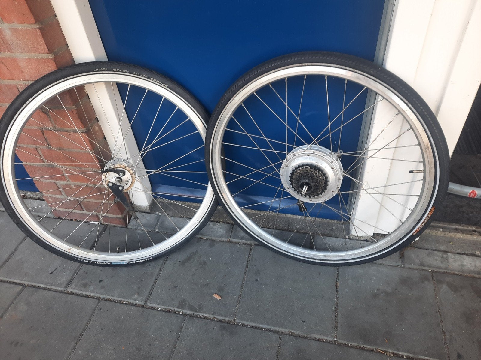 Voor- en achterwiel met motor voor elektrische fiets, Gebruikt, Aluminium, Ophalen, Elektrische fiets