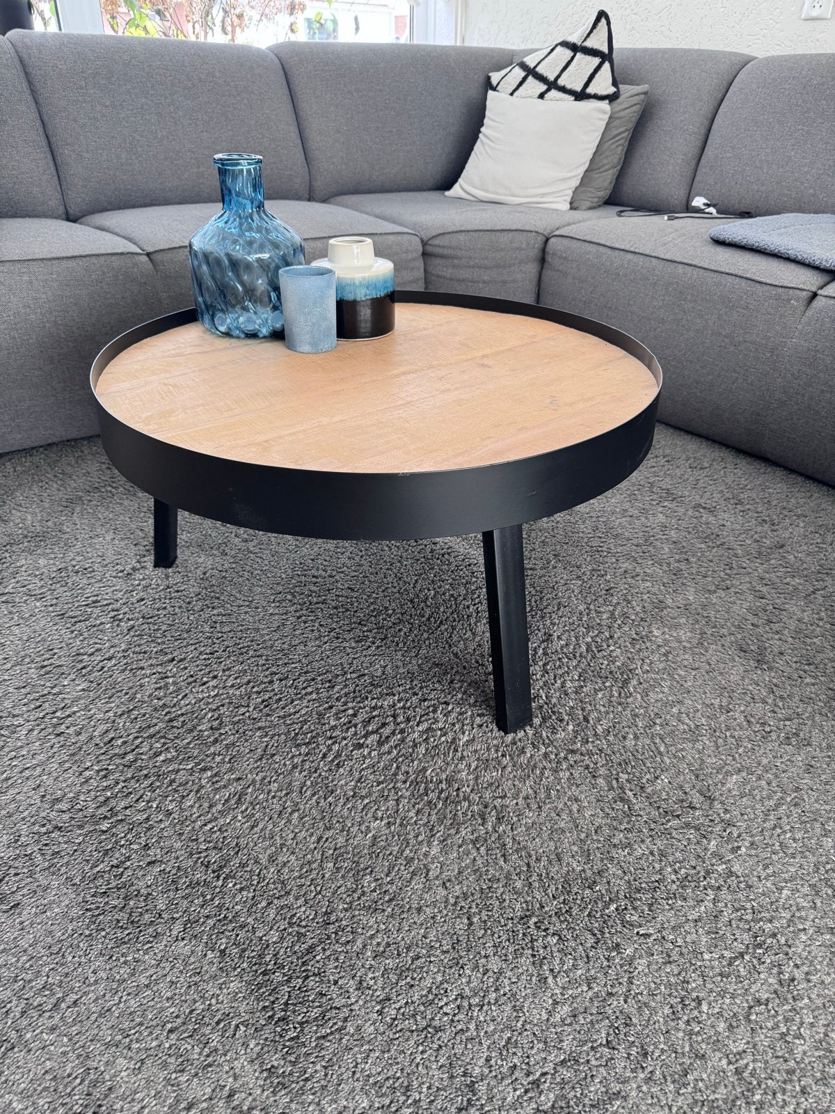 Salontafel Jacco - naturel/zwart - 38xØ74 cm, Gebruikt, 50 tot 100 cm, Rond, 5 – 50