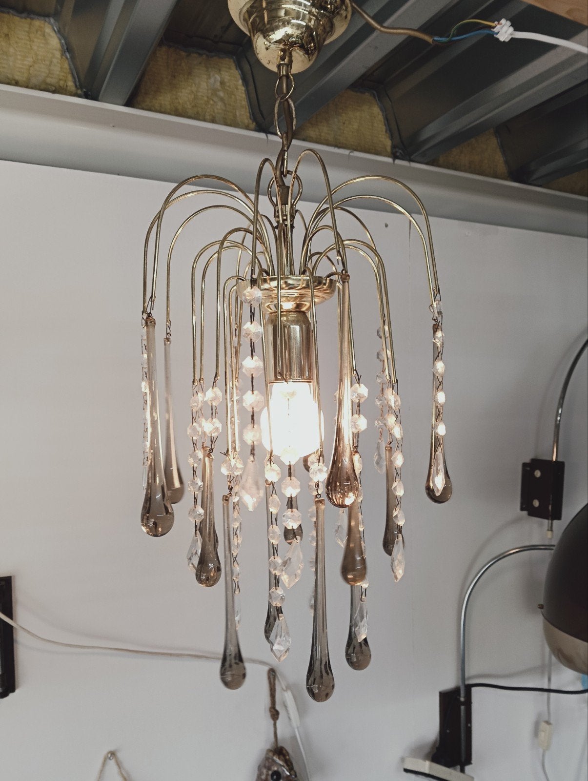 Vintage Teardrop Glazen Pegellamp - Kroonluchter, Ophalen of Verzenden, Geen, Geen, Geen