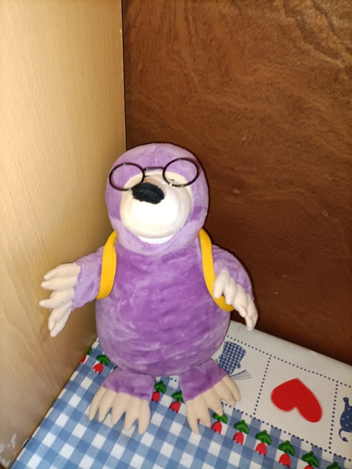 Paarse mol knuffel met bril ZIZOZ slechtzienden, Ophalen of Verzenden, Zo goed als nieuw, Overige typen