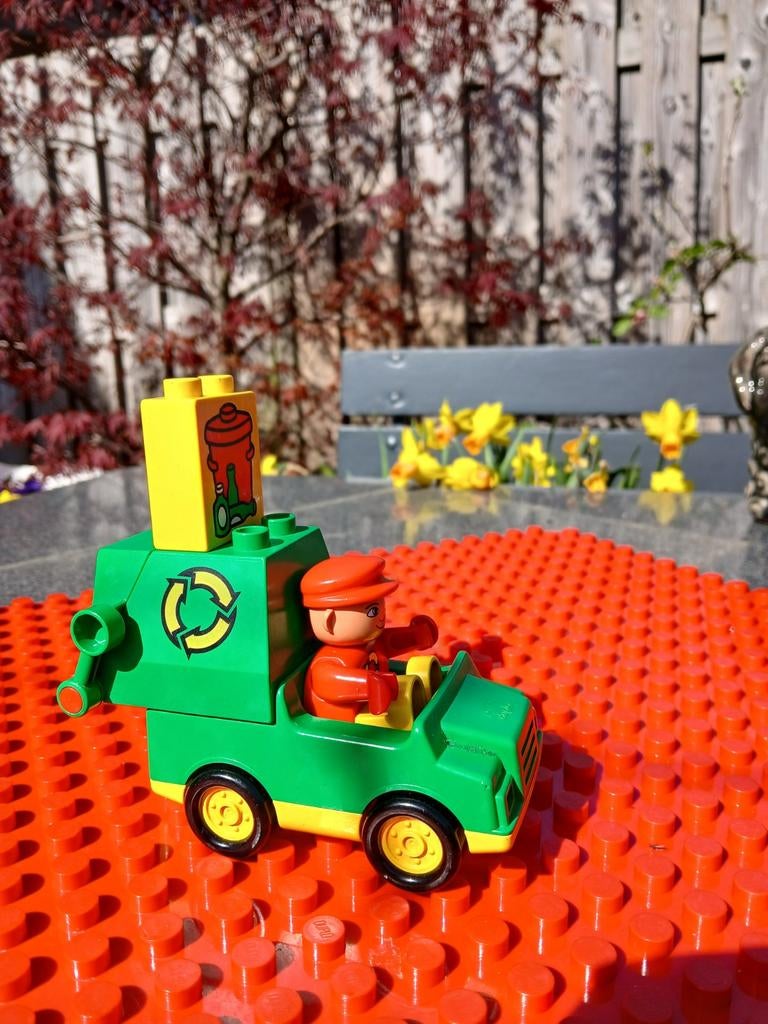 Duplo vuilnisman met auto, Ophalen of Verzenden, Duplo