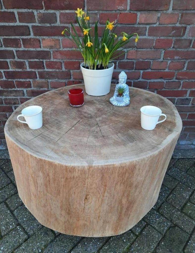 GROTE ROBUUSTE SALONTAFEL BIJZETTAFEL MASSIEF EIKEN HOUT, Ophalen, Nieuw
