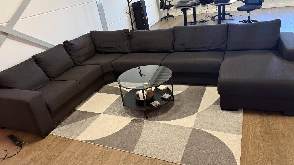 Bank - Grote U-hoekbank 3,80m demontabel + tafel & kleed, Ophalen, Stof, Gebruikt, Minder dan 75 cm