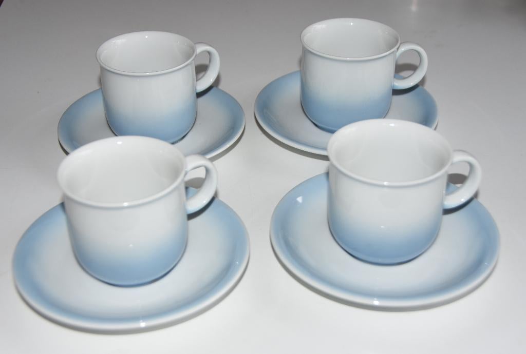 4 kop en schotel Seltman Weiden Bavaria Mobell blauw wit, Gebruikt, Verzenden, Overige stijlen, Kop(pen) en/of Schotel(s)
