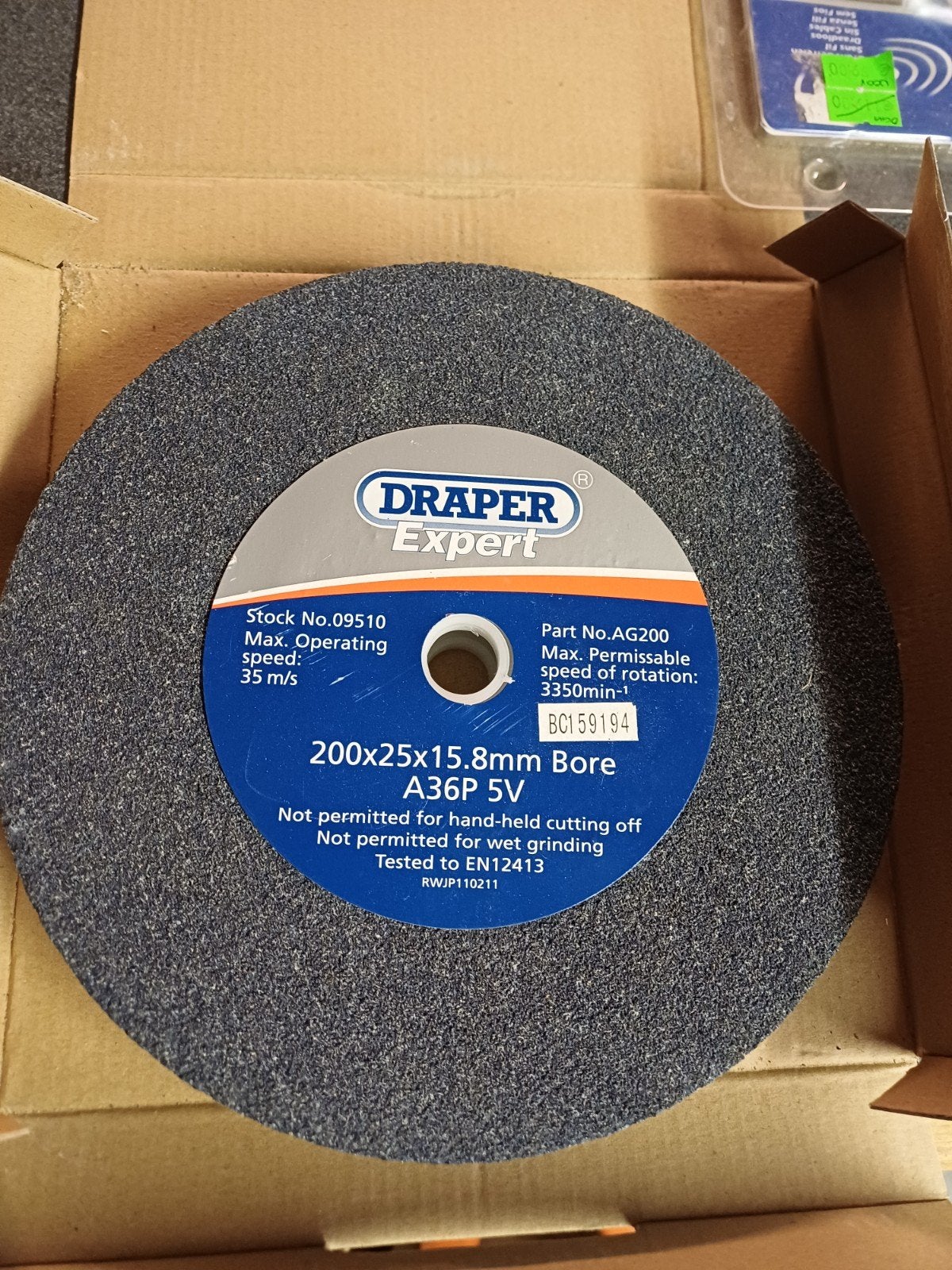 Draper Expert Slijpsteen 200x25x15.8mm Nieuw, Ophalen of Verzenden, Nieuw, Werkbankslijpmachine