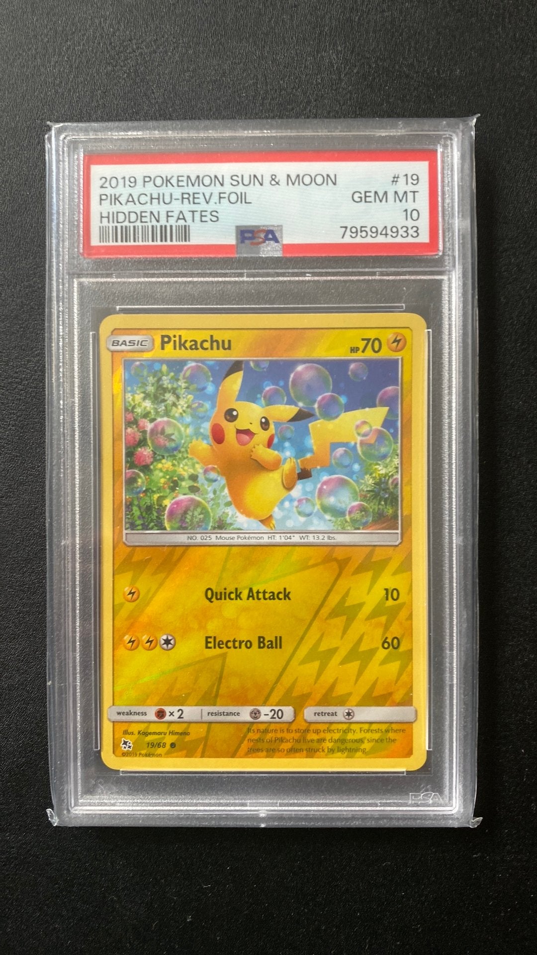Pokemon psa 10 pikachu 19 hidden fates reverse holo pop 489, Hobby en Vrije tijd, Verzamelkaartspellen | Pokémon, Ophalen of Verzenden