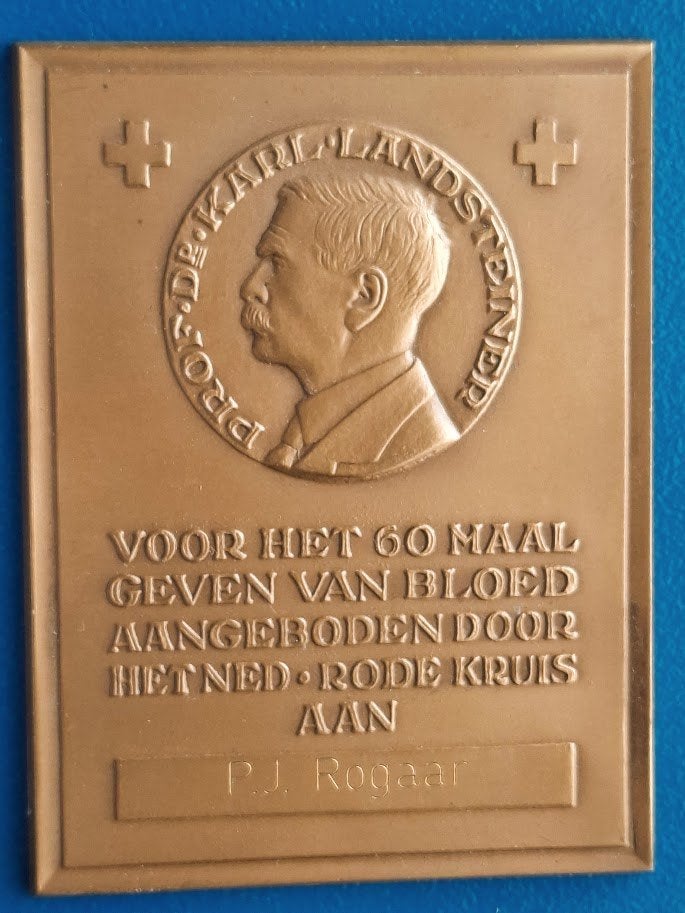 Bronzen Karl Landsteiner Plaquette, Verzenden, Brons, Nederland