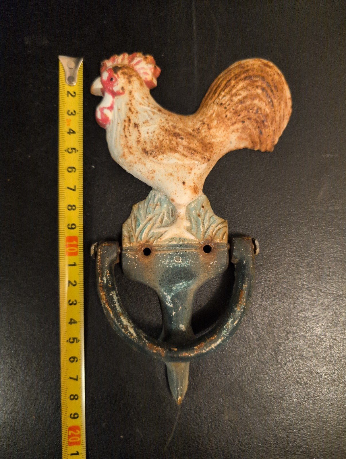 Antieke gietijzeren klopper in de vorm van een haan, Ophalen of Verzenden
