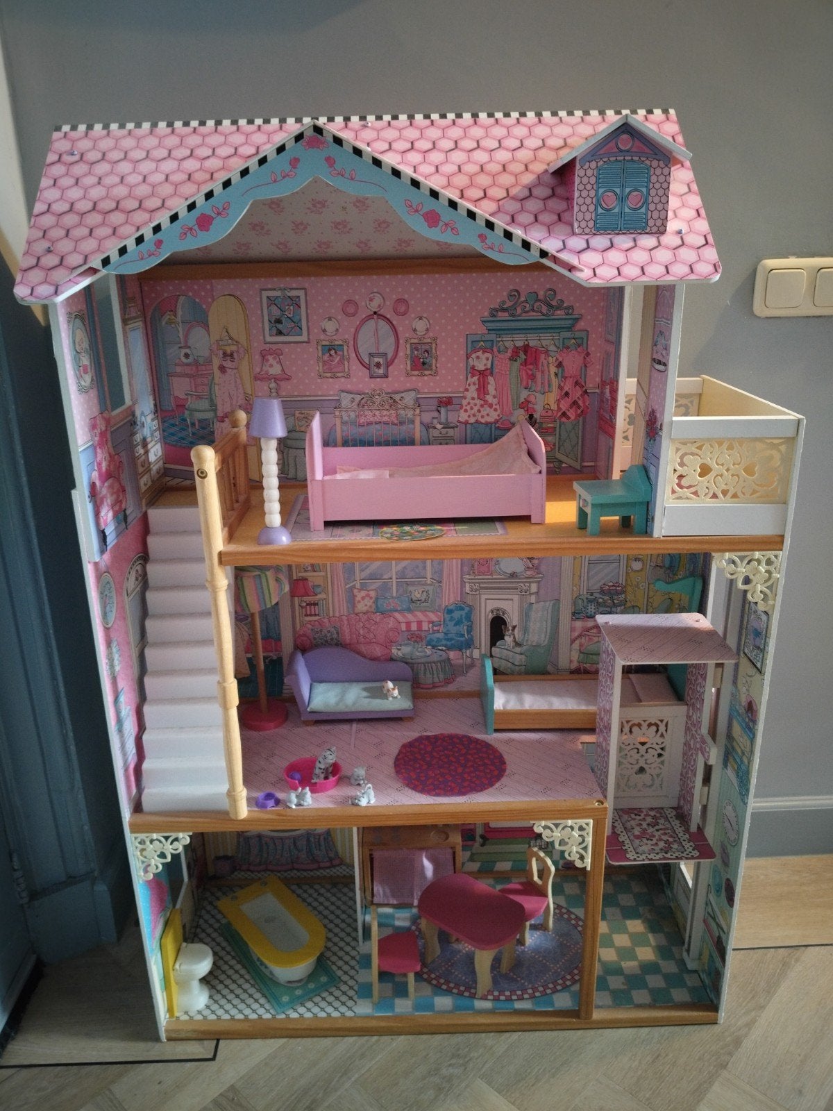 Poppenhuis, Barbiehuis, inclusief meubels, Ophalen, Poppenhuis