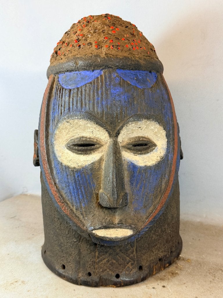 260731 - Large Heavy Rare Old Afrikaans Igala helm masker, Ophalen of Verzenden