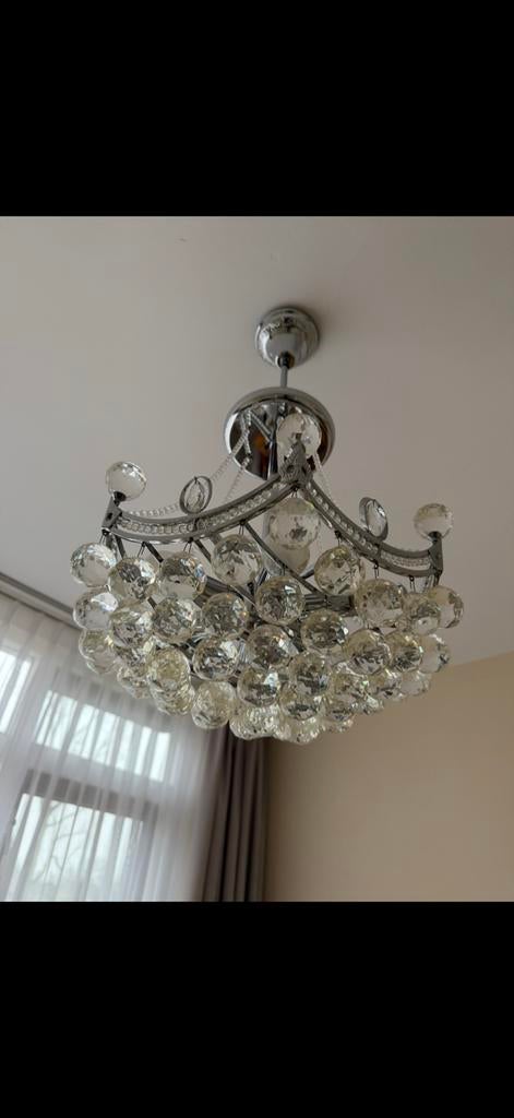 Hanglamp - cristal ballen ca 70cm hoog, Huis en Inrichting, Lampen | Hanglampen, Ophalen